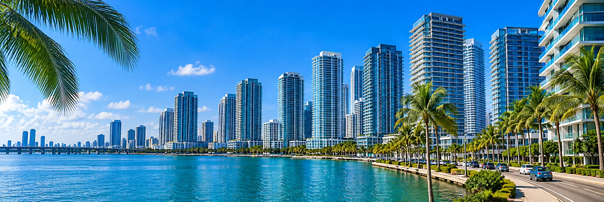 Brickell Miami high-rise buildings and waterfront skyline